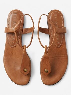 Burberry Leather Slingback Thong Sandals